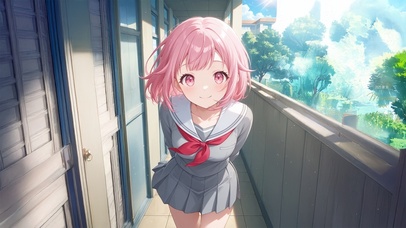 唯美教室粉发少女