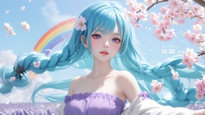 蓝色长发可爱少女