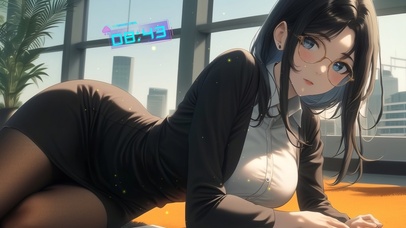 大眼睛金丝眼镜微胖美女