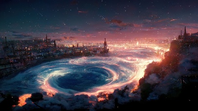 4K唯美治愈梦幻星空城市海景