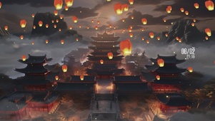 大气宫殿孔明灯古风动态
