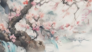 水墨桃林