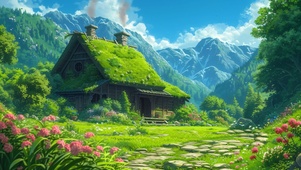 初春绿色小屋