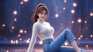 你女朋友坐在地板上看着你
