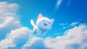 云彩里奔跑的猫咪
