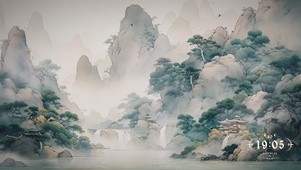 绿色护眼古风山水