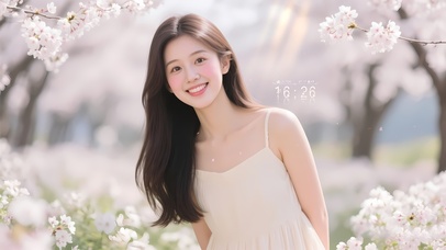 青春洋溢吊带裙少女