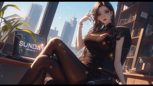 办公休息的美女