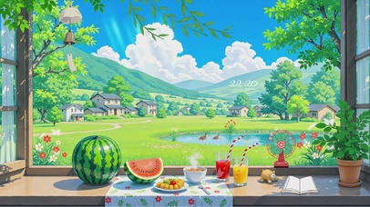 窗边夏日田园治愈小时光