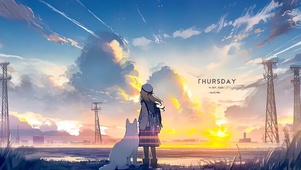 看晚霞的女孩