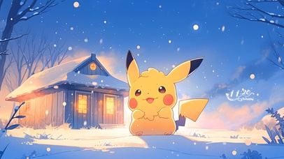 雪中玩耍 皮卡丘