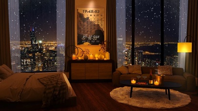 安静舒适的雪天都市房间