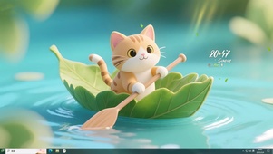 可爱划船猫咪