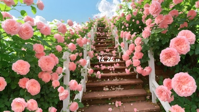4k玫瑰花楼梯