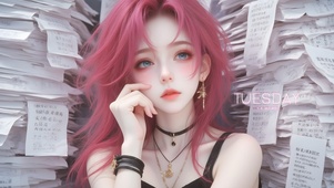 可爱粉发女孩