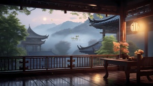 4K唯美古风楼台