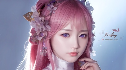 4K清纯粉发游戏美女