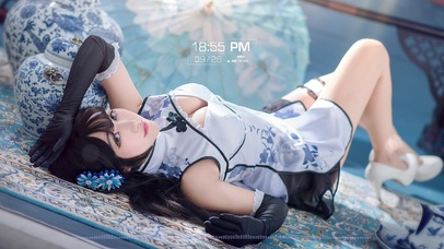 青花瓷旗袍美女