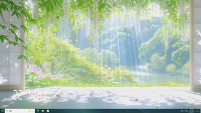 护眼绿景树木桌面主题