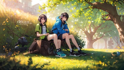 树荫下的阳光男孩