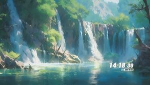 护眼蓝天白云绿景