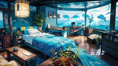 治愈清新海洋房间