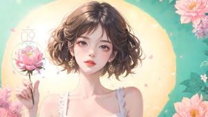 4k芍药花女孩