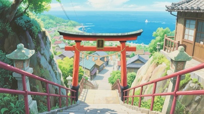 海边的日式小镇