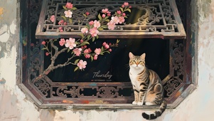 复古窗台 狸花猫