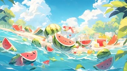 清凉夏日西瓜海洋