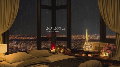 唯美治愈浪漫雨夜巴黎城市房间