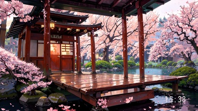 4K唯美治愈樱花庭院