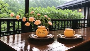 4K 庭院听雨