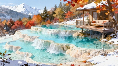 钙化池雪景小屋