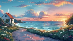 晚霞大海