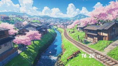 护眼蓝天白云树木