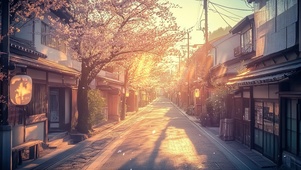 夕阳下的温暖街景