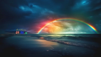 唯美彩虹乌云大海