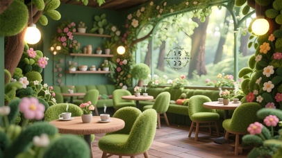 绿色丛林的咖啡厅