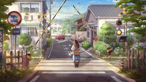 黄昏街道女孩