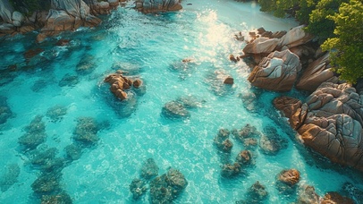 清新清澈岛屿海水海滩