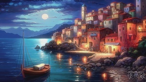唯美小镇夜色