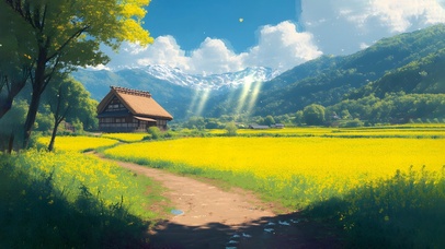 春日乡村油菜花田美好时光05