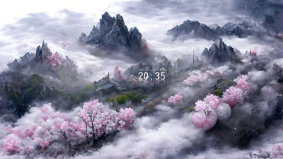 4K唯美治愈古风水墨云海樱花