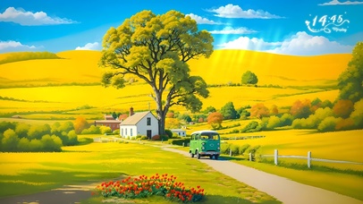 阳光明媚的山坡