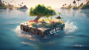 漂浮的行李箱