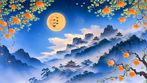 初秋赏月橘子洲