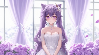 雪墨壁纸丨刻晴丨纯白花嫁丨