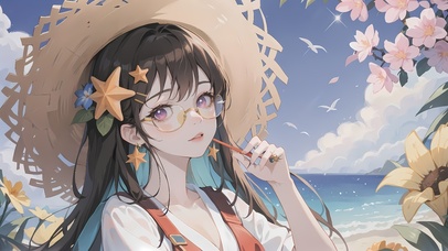 碧海蓝天,夏日沙滩