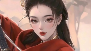 绝美红衣女剑客